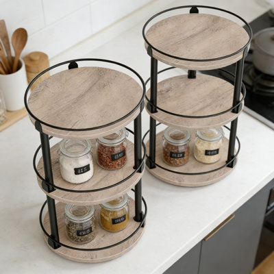 Ensemble de 3 tablettes rotatives à 360 degrés pour armoires de cuisine et comptoir, rangement compact à plusieurs niveaux avec clôtures