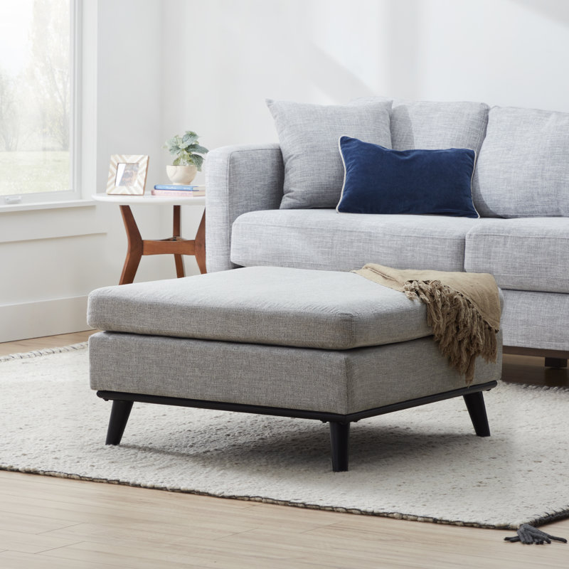 Brookside Gray Large Storage Ottoman with Faux Leather