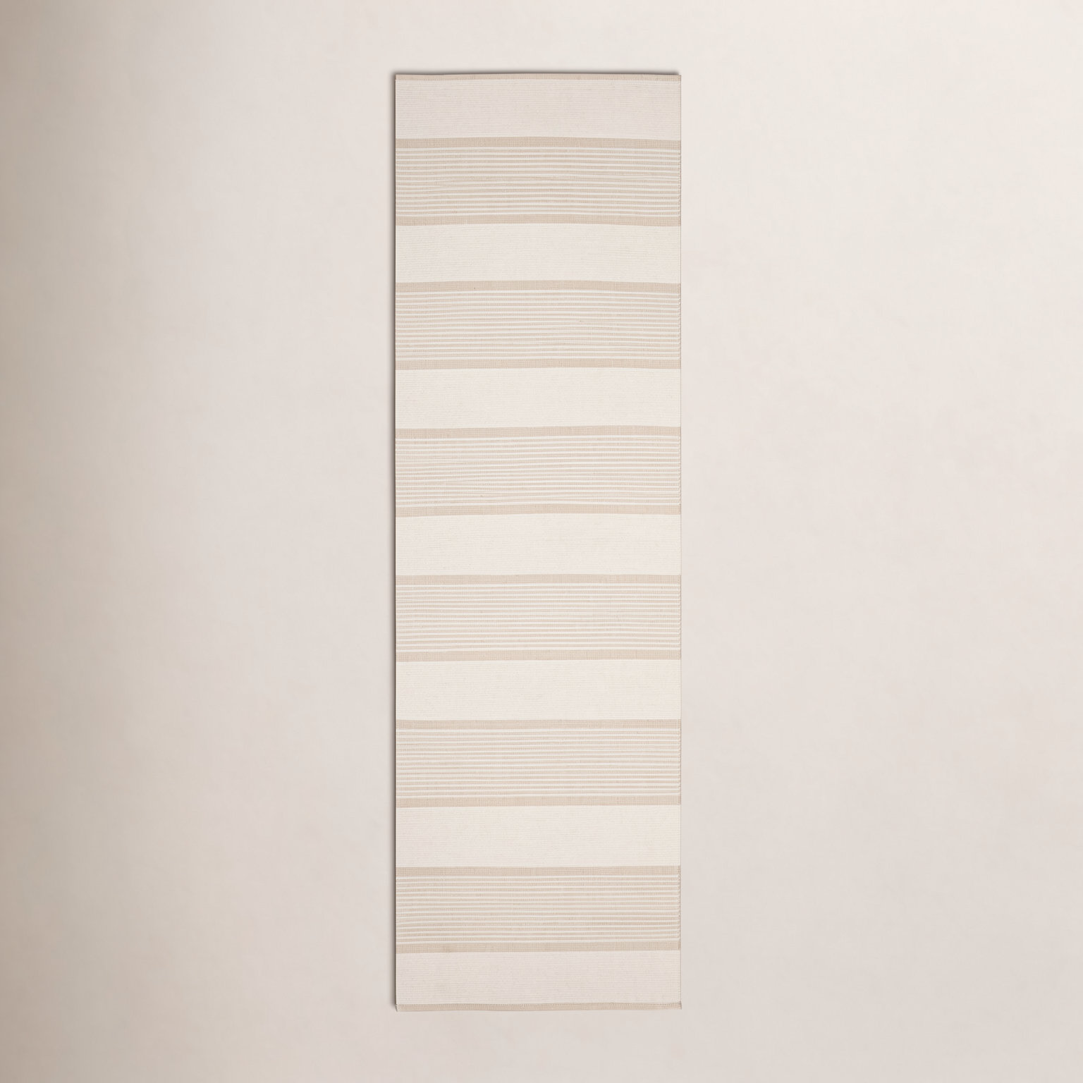 La Mirada Wheat Hand-Woven Striped Cotton Rug, Runner 2'6" x 8'