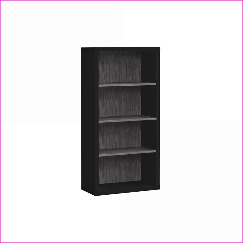Bibliothèque, industrielle moderne à 4 niveaux avec tablettes réglables, noir et gris anthracite | Panneau de particules