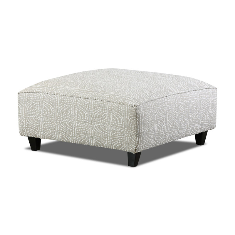 Aurora Geometric Cocktail Ottoman, Allegory Linen Revolution Performance Fabrics