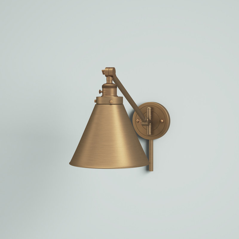 Donovan Plug-in Swing Arm Sconce, Incandescent (Not included), Brushed Brass