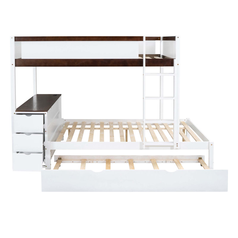 Full Over Fulll Bunk Bed with Trundle Storage and Desk, Perfect for Space - Saving and Comfortable Living in Any Bedroom