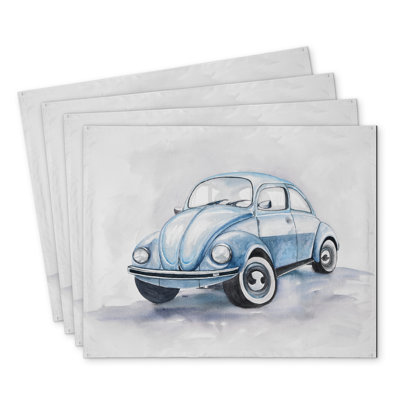 Beetle Blue Car Polyester Mindaugas Set of 4 - Home Decor