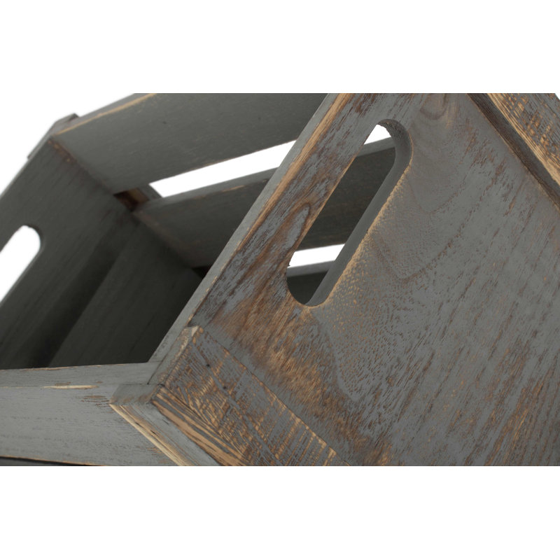 Deep Crate Wood Basket, 22.5cm W x 35cm D