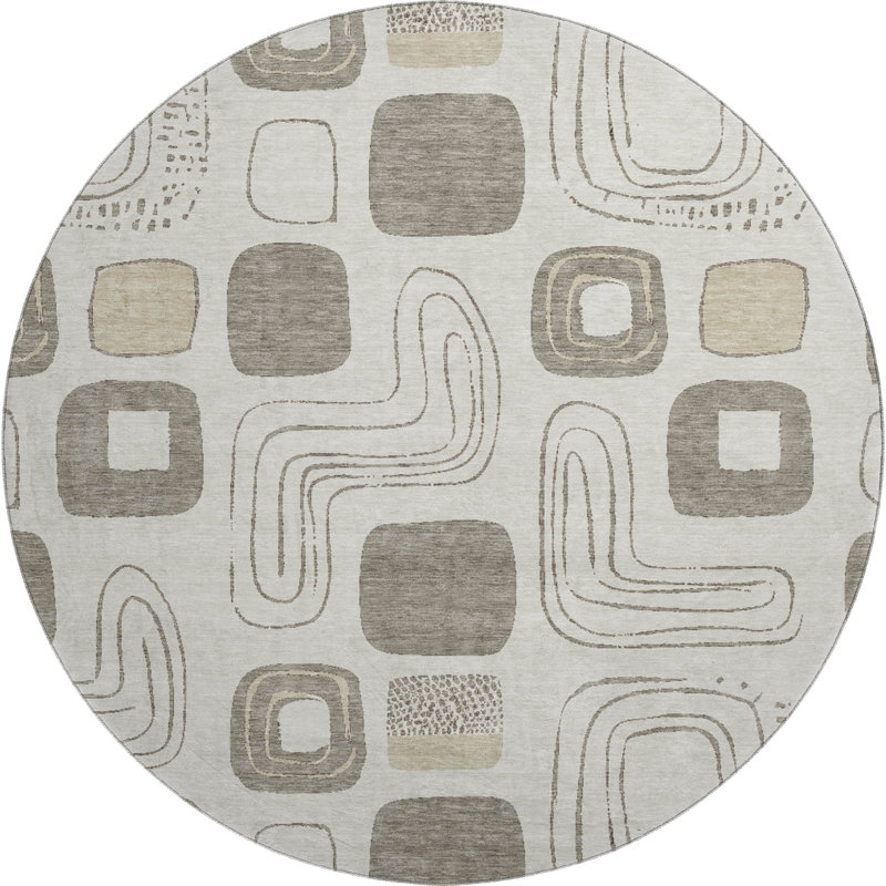 Premium Machine Washable Slesnick AMF1670 Geometric Rug, Round 8'