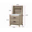 1pièce table de chevet contemporaine transitionnelle à panneau mural brun naturel avec dessus en pierre et armoire lumineuse latérale à DEL