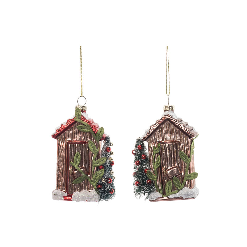  Ensemble de 2 décorations de Noël en verre