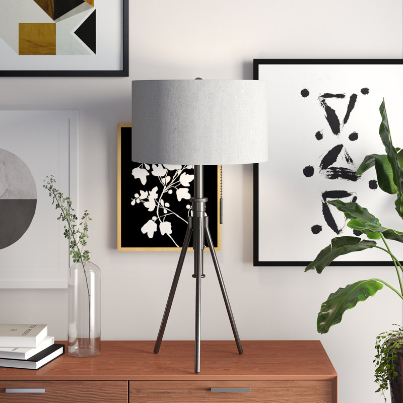 32-37"H Adjustable Tripod Table Lamp, Silver