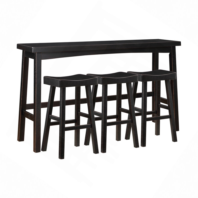 Ensemble de table bistro, tabouret et tabourets de bar transitionnels 4 pièces, Noir, Noir