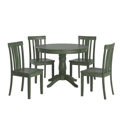 Ensemble de salle à manger à piédestal en bois massif pour 4 personnes Plympton