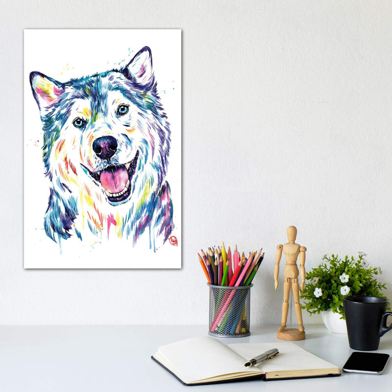 Husky sibérien par Lisa Whitehouse - impression d'art graphique, Toile tendue, Pas de tapis, H 12 po x l 8 po x P 0,75 po