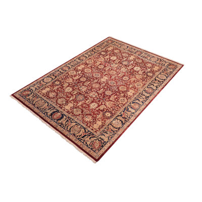Tapis rouge / bleu en laine antique Parisha - 8 pi 1 po x 10 pi 5 po