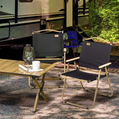 Ensemble de 2 chaises de camping pliantes Outsunny, chaises de plage légères et portables, parfaites pour les fêtes, la pêche, le pique-nique et la randonnée, noir