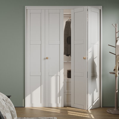 Porte à deux battants double avec porte-placard et trousse de quincaillerie pour garde-robe, 60 po x 80 po, blanc