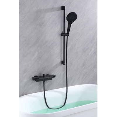 Waterfall Wall Mount Faucet Set with Hand Shower and Slider Bar