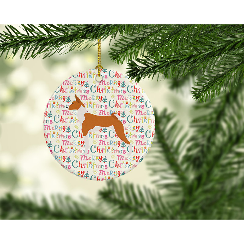 Ornement suspendu Basenji Merry Christmas