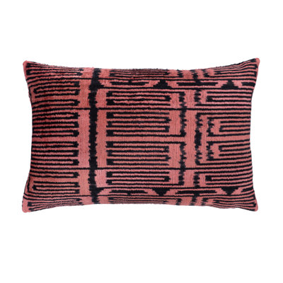 Rosa Silk Velvet Ikat Pillow, 16" X 24"