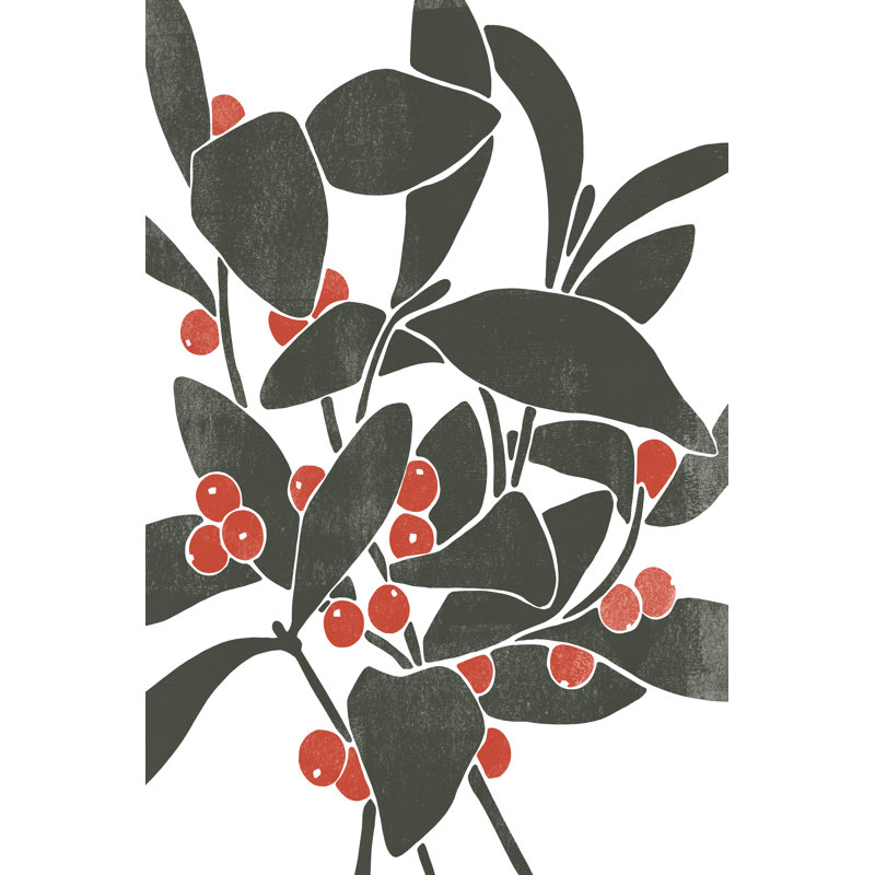 Colourblock Berry Branch I by Emma Scarvey - Painting, 122 cm H x 81 cm W, Black Floater Framed