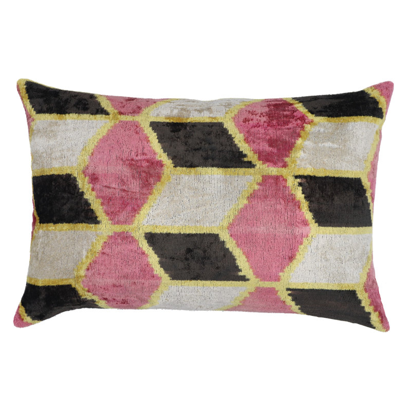 Housse de coussin décorative faite à la main de luxe rose / noir / blanc et insert en duvet de qualité supérieure