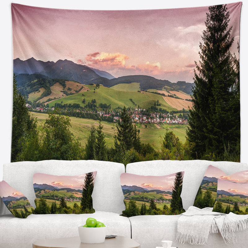Paysage, paysage magnifique, étendue de terre, tapisserie panoramique, H 78 po x l 92 po