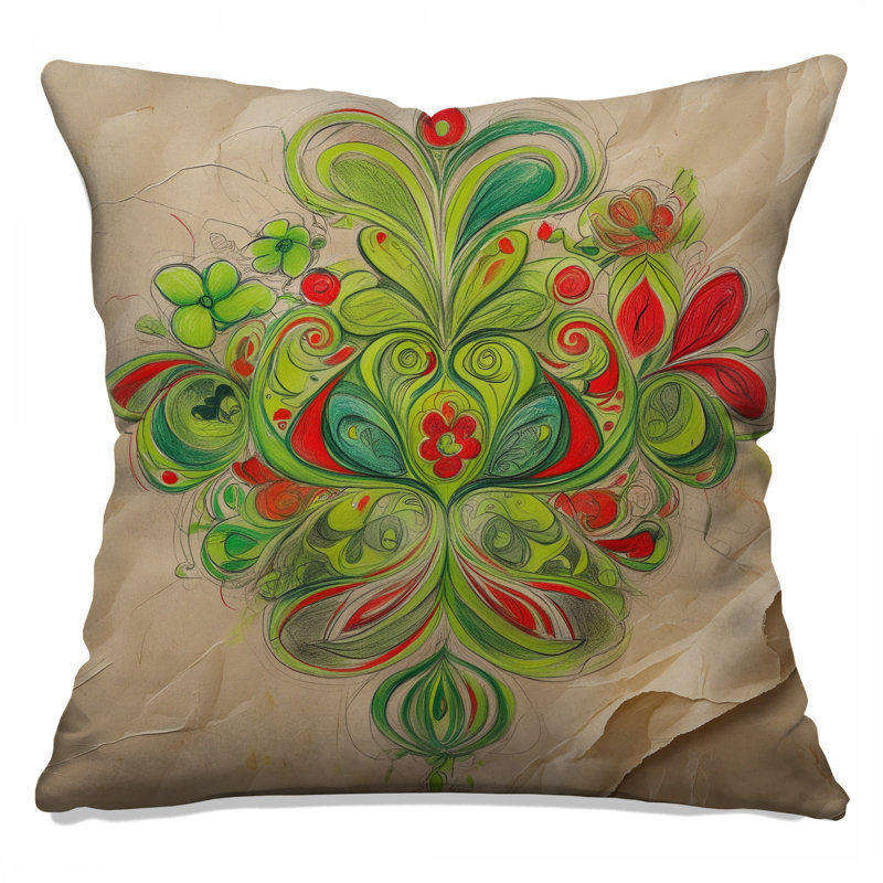 Coussins décoratifs floraux à motif abstrait, 14 X 14 pouces