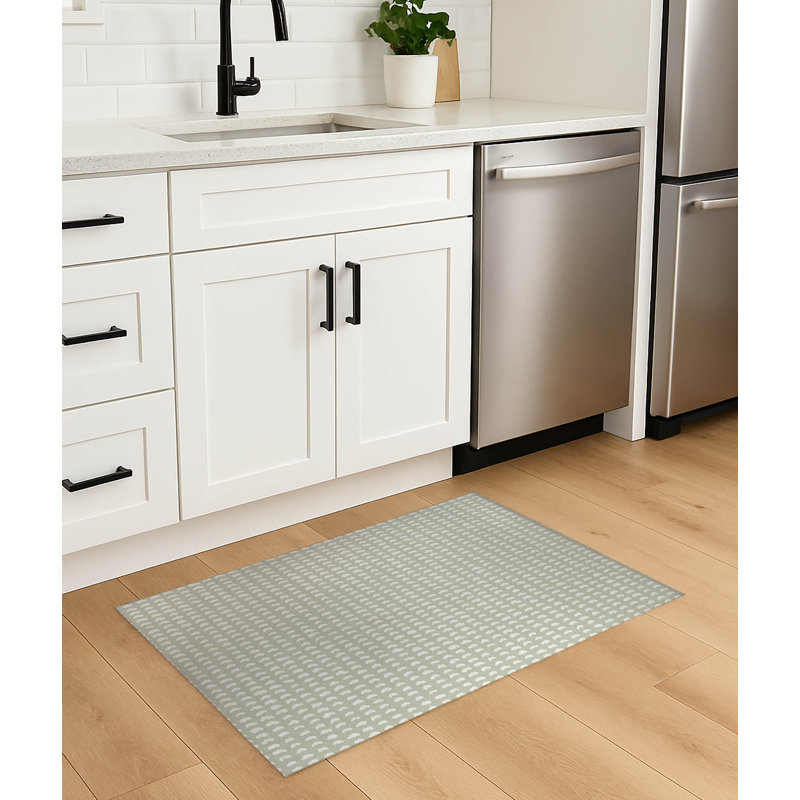 Gio Lightweight Non-Slip Kitchen Mat, Light Green, Rectangle 4' x 6'