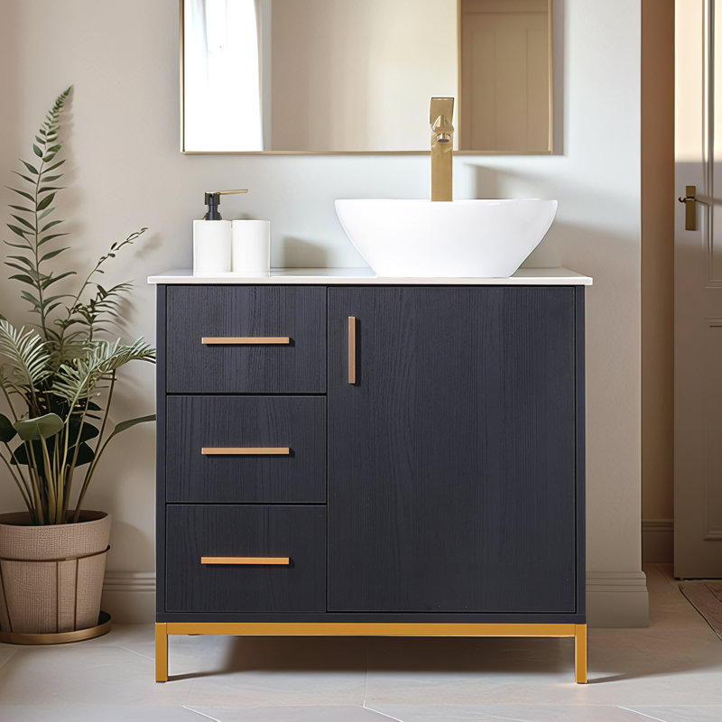 Ensemble de meuble-lavabo simple moderne 30 po noir, Noir
