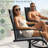 9-Piece Outdoor Patio Dining Set – Includes 8 Swivel Rocking Chairs and Metal Table with Umbrella Hole – Seats 8 for Backyard, Poolside, Balcony, and Garden Use, Gray-1460368272