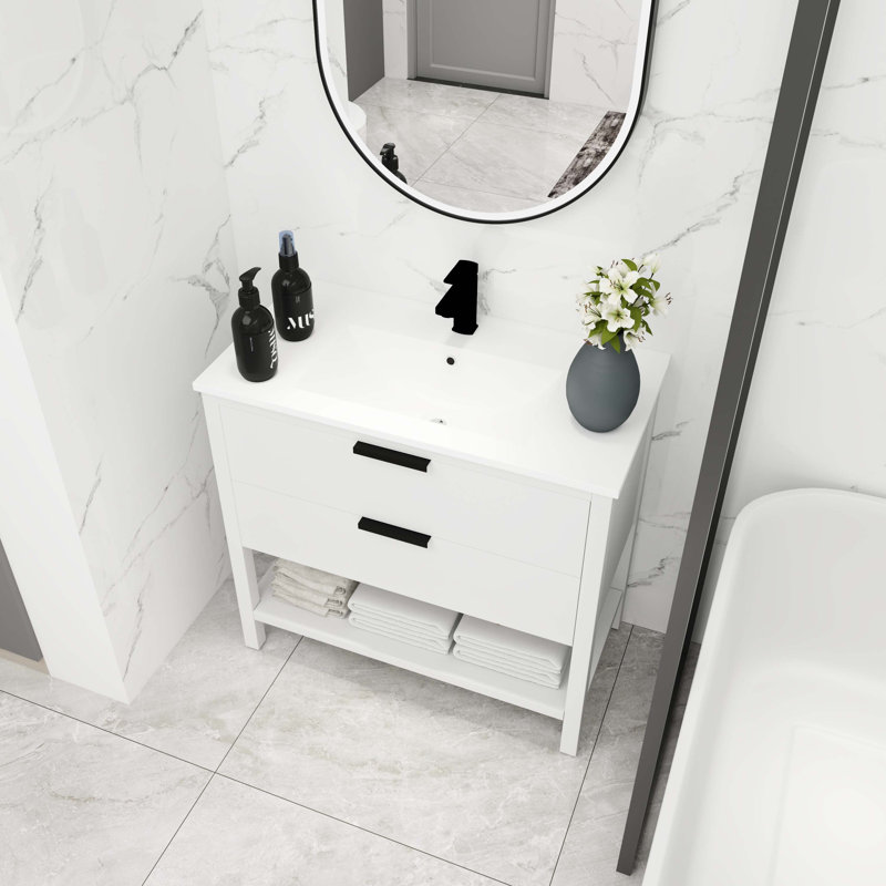 Meuble-lavabo simple 18,3 po avec plateau en bois manufacturé