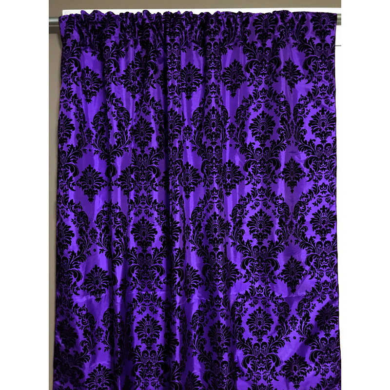 Amboy Semi Sheer Curtain Single Panel, 56" W x 108" L, Black/Purple