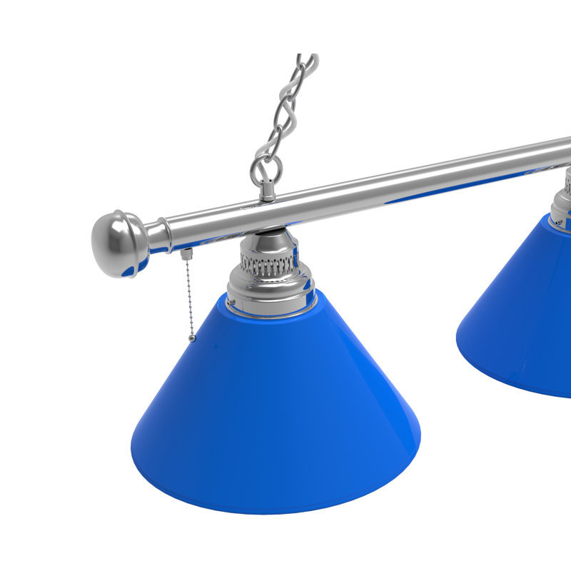3 - Light Pool Table Lights Pendant, Chrome, Royal Blue