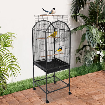 Cage à oiseau, toit ouvert et cage à oiseaux moyenne pour perroquets, perruches, perruches, inséparables