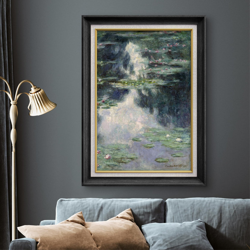 The Water Lily Pond, 1899 by Claude Monet - Single Picture Frame Painting on Canvas, Black