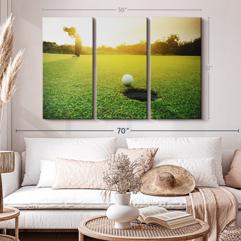 «Golf Ball Strike», 3 pièces sur toile, H 32 po x l 50 po x P 1,25 po