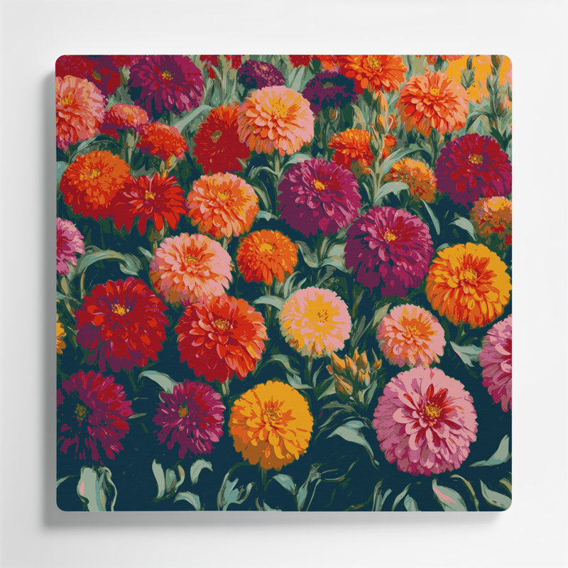 Art mural Botanical Zinnias, H 96 po x l 96 po x P 0,05 po
