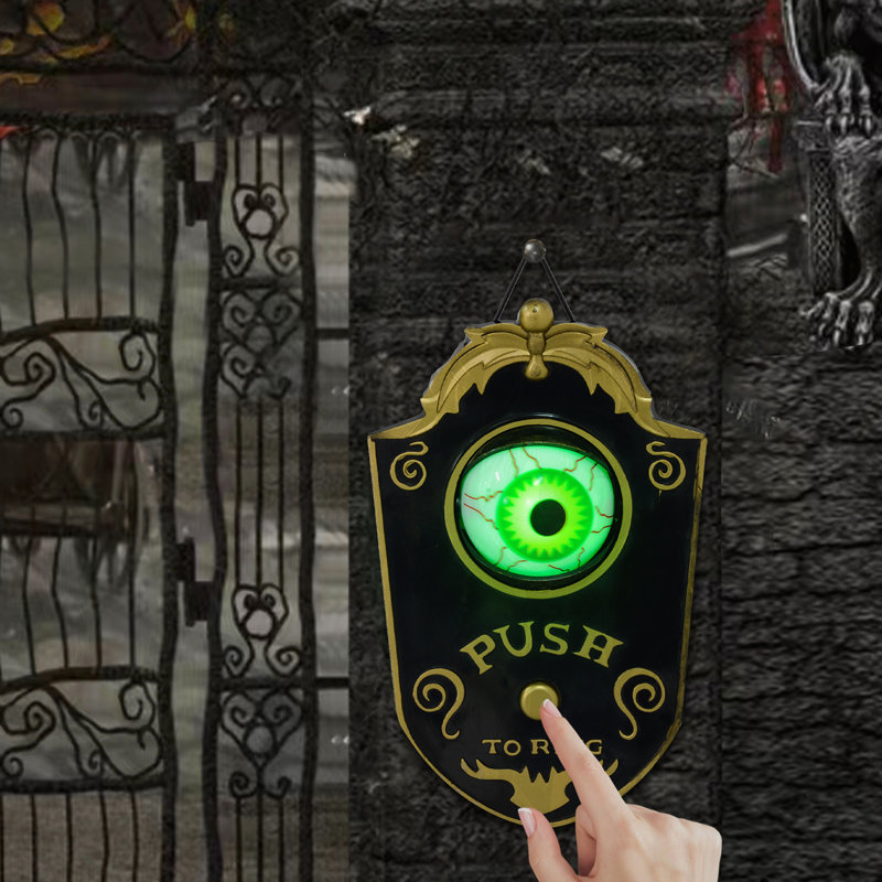 Décoration d'Halloween animatronique avec globe oculaire lumineux activé par le mouvement et son perçant pour une ambiance de maison hantée