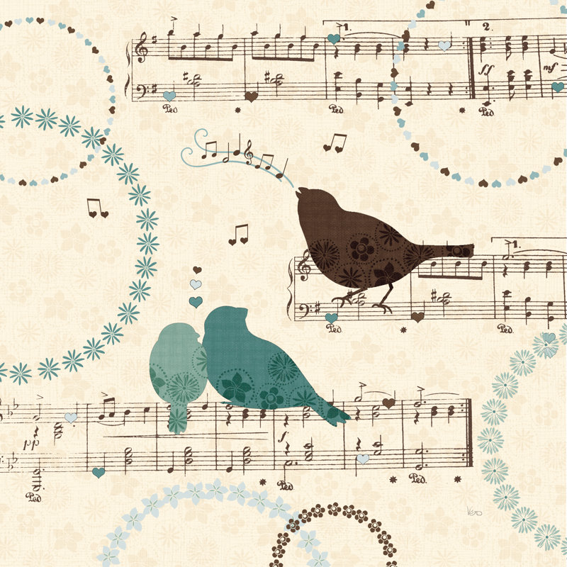 Oiseaux chanteurs II, H 12 po x l 12 po, Non, Toile tendue
