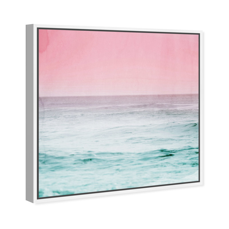 «Nautical and Coastal Dream Ocean View, Coastal Pink», impression, Cadre flottant blanc, H 24 po x l 24 po
