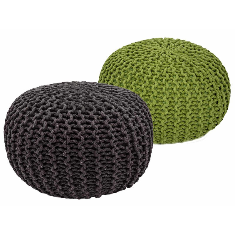 Iyana 55cm Wide Pouf Ottoman, Grey/Green