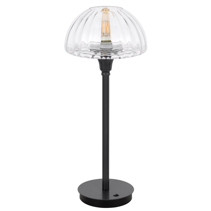 Lampe de table Eleanor en verre, 61 cm de hauteur, gris anthracite, avec ampoule DEL de 6 W incluse