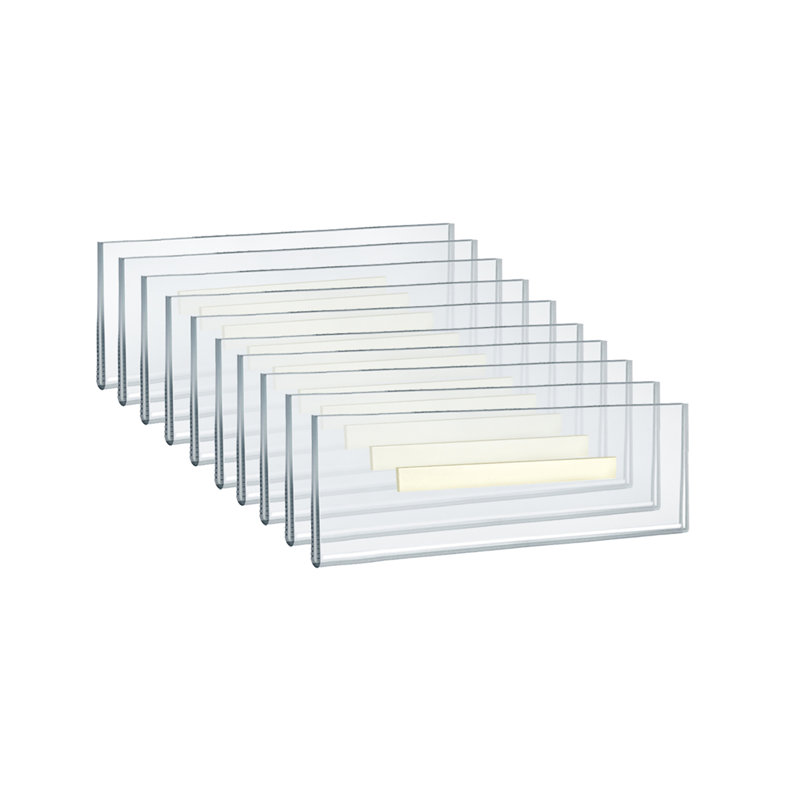 Clear Acrylic Wall Sign Holder with Adhesive Tape, 8.5" x 2.5", 10-Pack