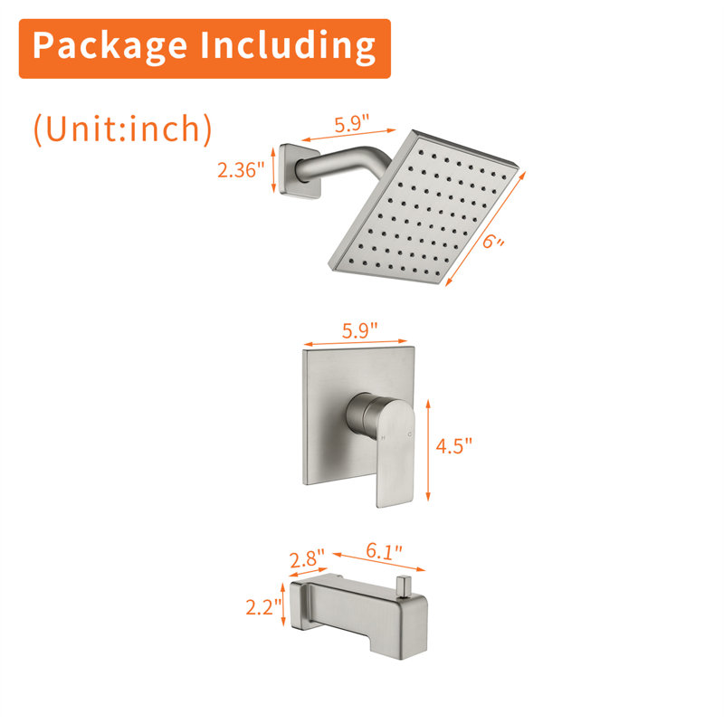 Diverter All-In-One Kit with Rough in-Valve, Brushed Nickel