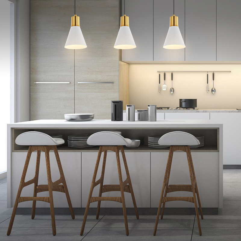 Zurcher 3 - Light Kitchen Island Pendant, White/Brass Gold