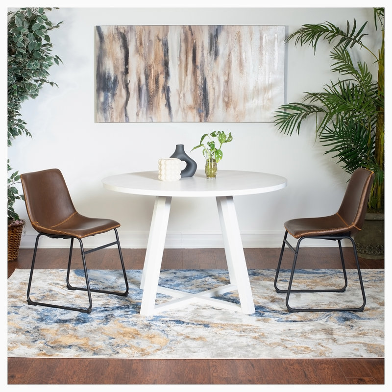 Ensemble repas rond, Brun, 3
