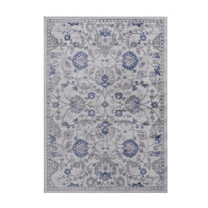 Tapis bleu / argent / oriental NAAR MARFI Collection 5X7, Rectangle 5 pi 3 po x 7 pi 6 po