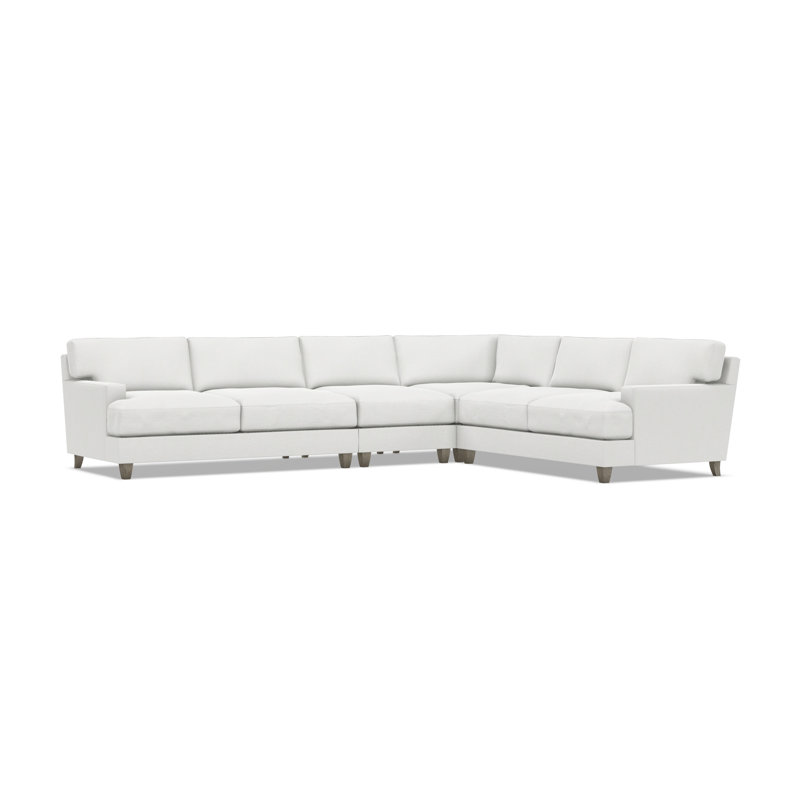 Bernhardt Mila 4-Piece Fabric Sectional, White Polyester Blend, 33.5" H x 137" W x 107" D, Right Hand Facing