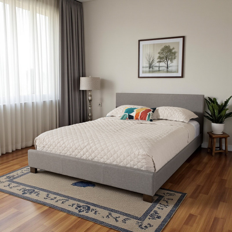 Gabby Upholstered Polyester, Full Platform Bed, Gray, 57.09'' W X 80.51'' L X 33.46'' H, Full / Double, Gray