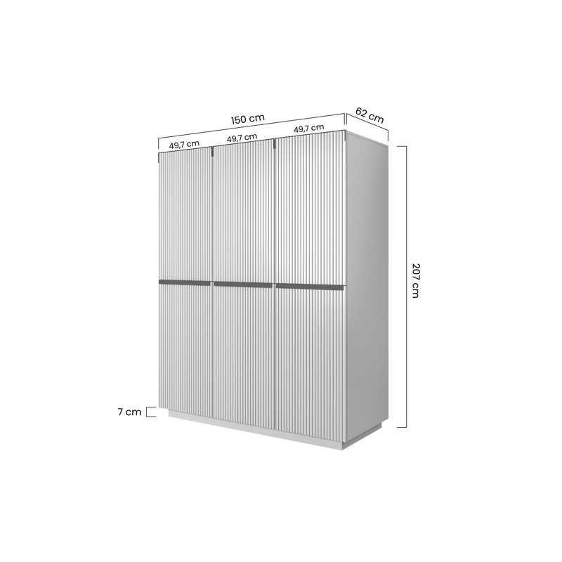 NICOLE SZAFA 150 3D Wardrobe, White/Gold