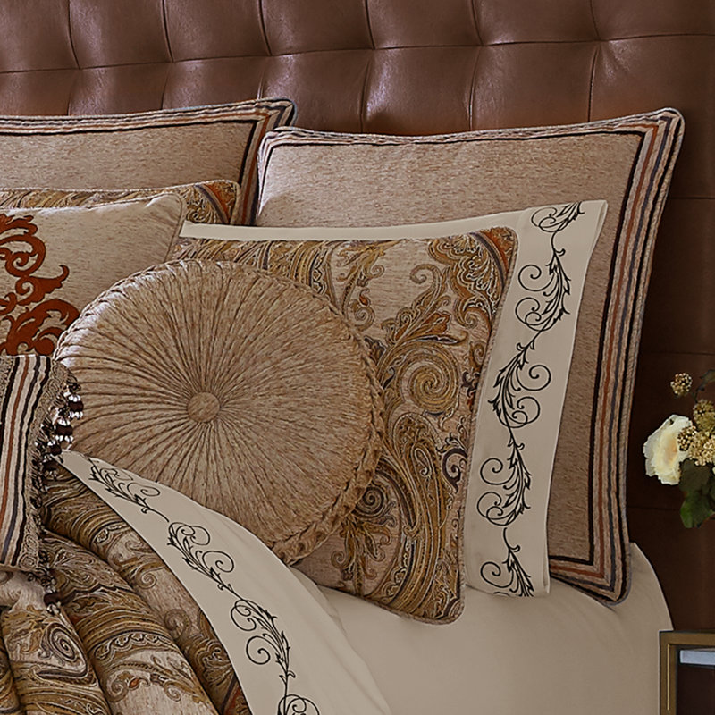Luciana - 4 pièces Ensemble d'édredon, Édredon pour très grand lit + 2 taies décorativ, Beige